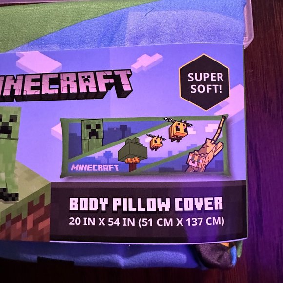 New Minecraft Creeper Bee Body Pillow Case Cover MC soft Mojang Microsoft - NWT - Picture 5 of 5